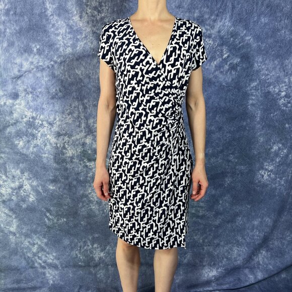Laundry by Design Navy & White Faux Wrap Dress - Picture 1 of 3